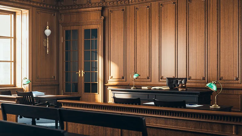 A legal courtroom where criminal law cases are held.
